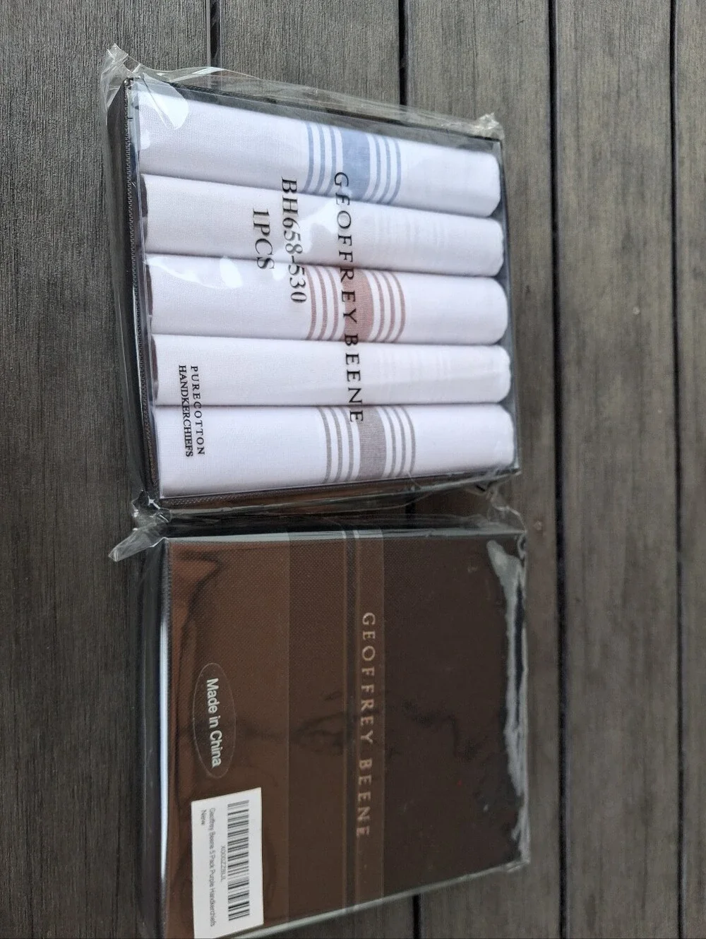2 Sets Of Geoffrey Beene White Cotton Handkerchiefs - 5 Pca./pack
